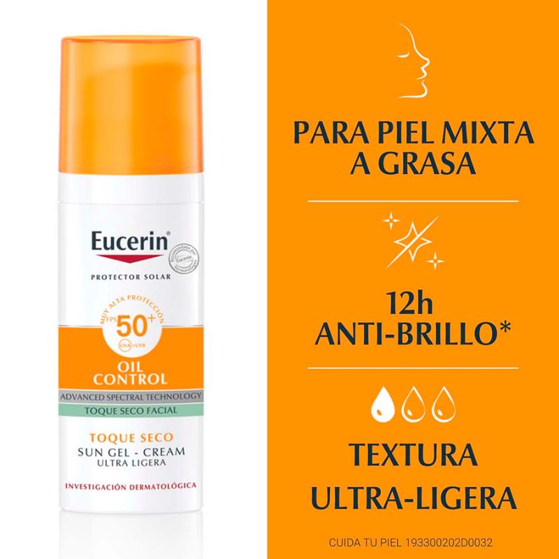 Eucerin Protector Solar Oil Control Toque Seco Spf50+ 50ml Crema Facial - Imagen 2