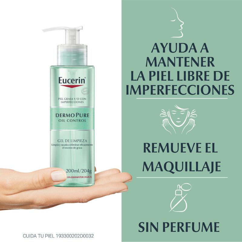 Eucerin Dermo Pure Piel Grasa 200ml Gel Facial - Imagen 2