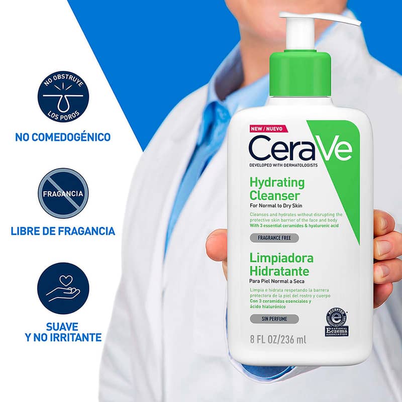 Cerave Limpiador Hidratante Piel Seca 236ml Locion Facial Y Corporal - Imagen 5