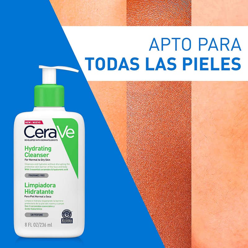 Cerave Limpiador Hidratante Piel Seca 236ml Locion Facial Y Corporal - Imagen 9