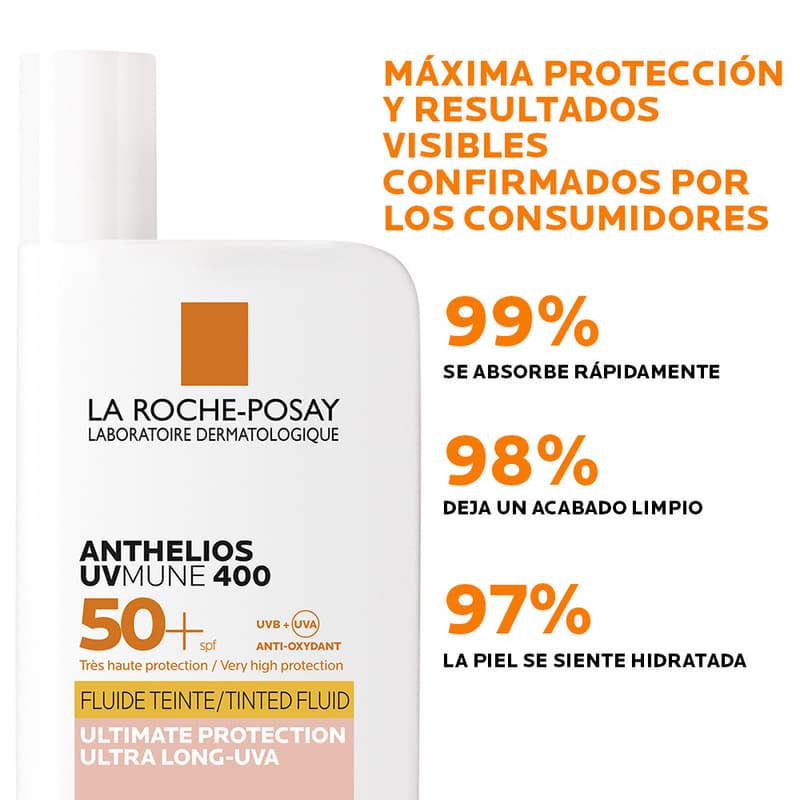 Lrp Anthelios Protector Solar Uv Mune 400 Color Fluid Spf50+ 50ml Crema Facial - Imagen 2