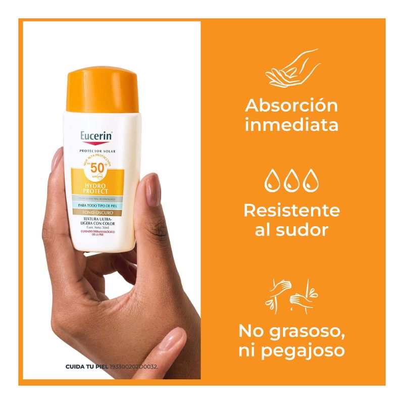 Eucerin Protector Solar Hydro Fluid Ultra Ligera Tono Oscuro 50fps 50ml - Imagen 3