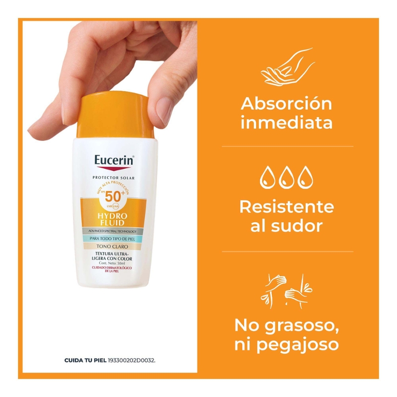 Eucerin Protector Solar Hydro Fluid Ultra Ligera Tono Claro 50fps 50ml - Imagen 2